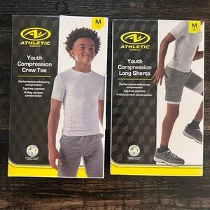Athletic Works Youth Compression Set White Shirt & Shorts Size M (8) NWT
